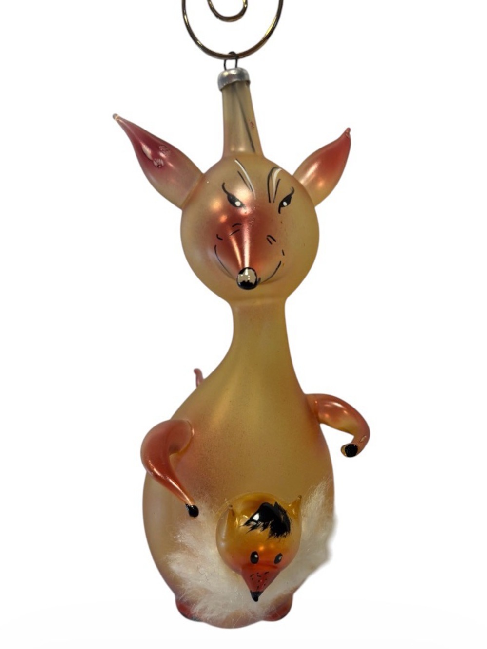 Vintage DeCarlini Kangaroo & Baby Italian Brown Glass Ornament RARE